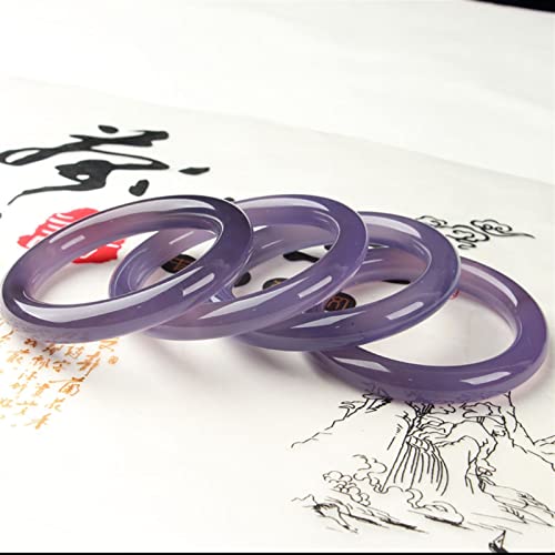 Calcédoine violette naturelle, bracelet agate jade véritable sculpté main taille 58-60