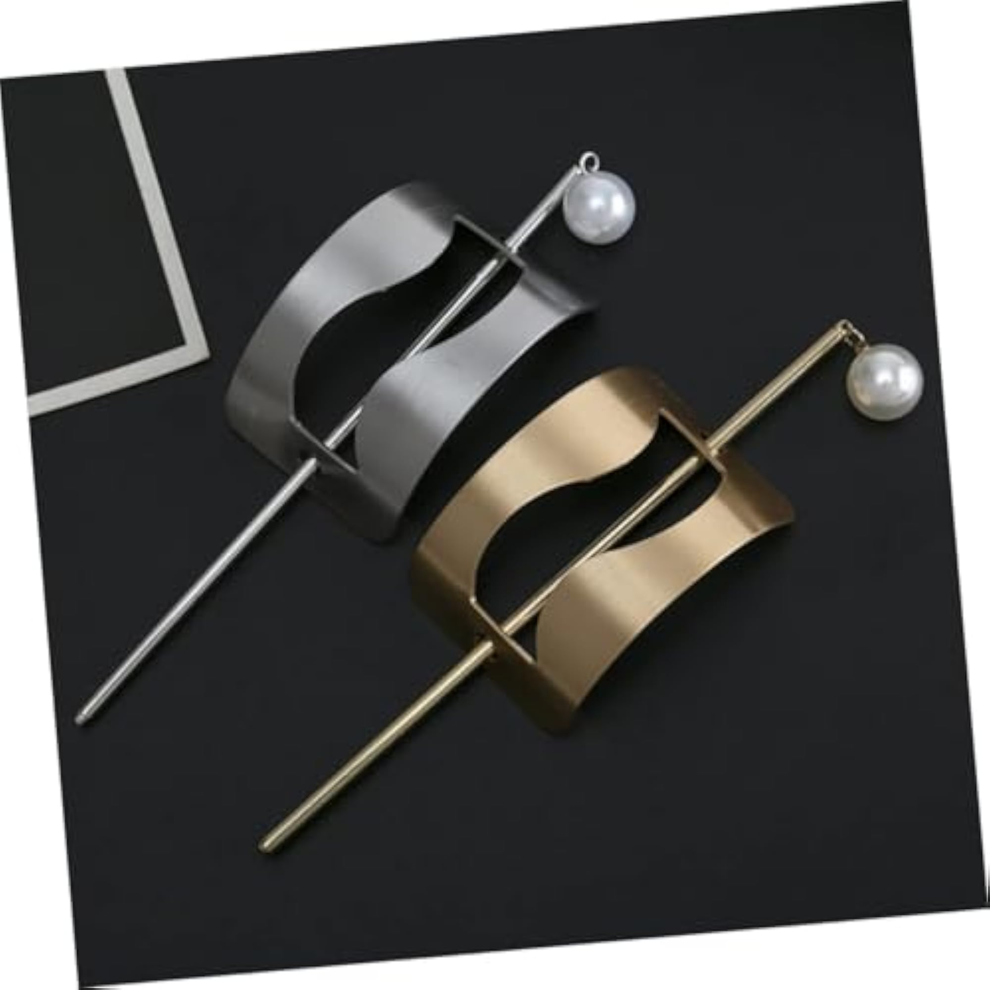 Elegant Pearl Hair Pin, Gold-Toned Wave Design
