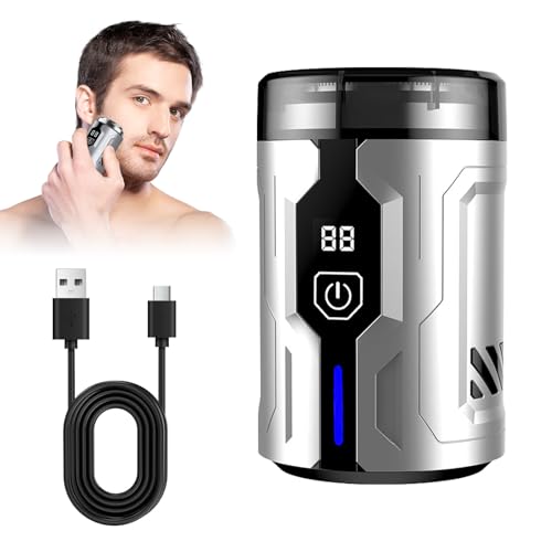 Anluomania Mini Afeitadora Eléctrica Hombre, Máquina de Afeitar Barba, Afeitadora Eléctrica Recargable, IPX7 Impermeable, Húmedos y Secos, 6000RPM, Pantalla LED, para el Hogar Coche Viajes