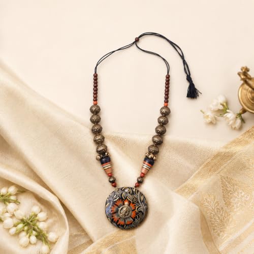 Image of Handcrafted Tribal Dhokra & Floral Charm Necklace Collection | Artisan Brass, Glass & Contemporary Statement Necklaces for Women | Ethnic, Elegant & Artistic Jewelry