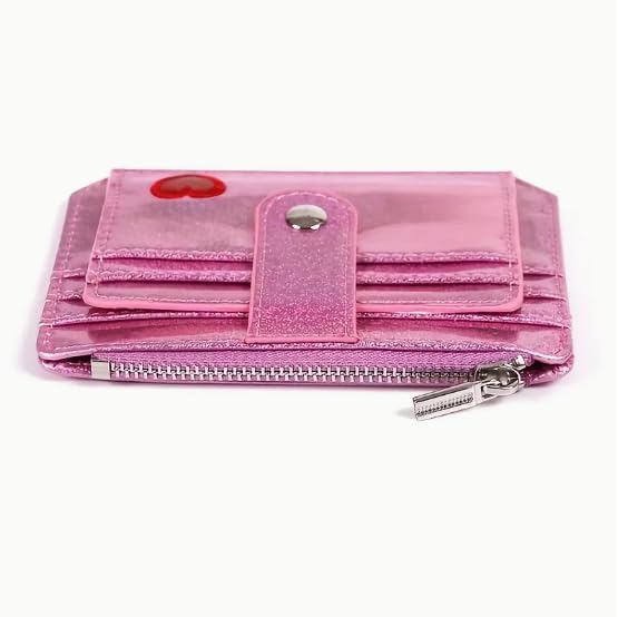 Mothers Day Gifts,Wallet Women,Holographic Glitter Credit Card Holder with Buckle – Pink Synthetic Leather Wallet, Multi-Slot Zippered Coin Purse for Women,Cute Card Wallet (Purple)4
