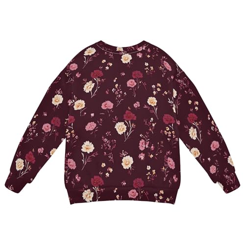 JUNZAN Flowers Carnation Iris Peonies Burgundy Little Kids Pullover Hoodie Long Sleeve Tops Clothing Shirts Camping 4T2