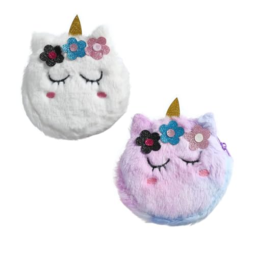 JASASCCEL Girls Kids Fluffy Fuzzy Unicorn Crossbody Purse Cute Animal Rainbow Tie Dye Plush Shoulder Bag Coin Purse