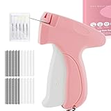 Stitch Gun for Clothes, Tagging Gun for Clothing, Handheld Stitch Gun Quick Clothing Fixer with 2000pcs Fasteners, Mini Sewing Tagging Gun for Quick Repairs, Jeans, Curtains, Includes 6 Needle(Pink)