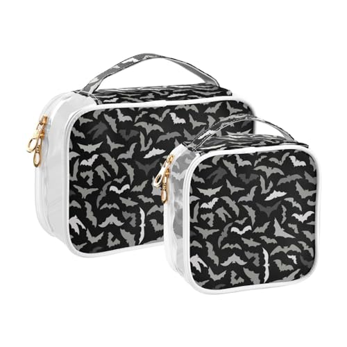 Halloween Bats Clear Makeup Bags 2 Pack TSA Approved Toiletry Bag Waterproof Cosmetic Bag Portable Organizer for Travel Toiletries Accessories2