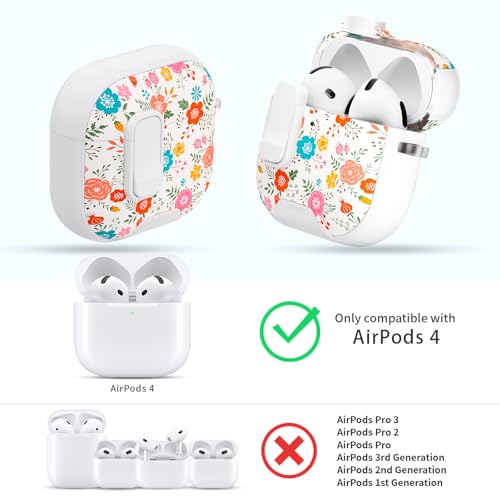 Image of for AirPods 4 Case with Safty Lock & Phone Stand,Cute Floral Pattern Style