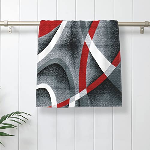 Aiyooler Hand Towels For Bathroom Set Of 2 Gray Black Red White Swirls Soft Absorbent Small Bath Towels Decorative Kitchen Dish Towel Bathroom Towels For Face,Hair,Gym,Spa,Hotel 28X16In #TOP5