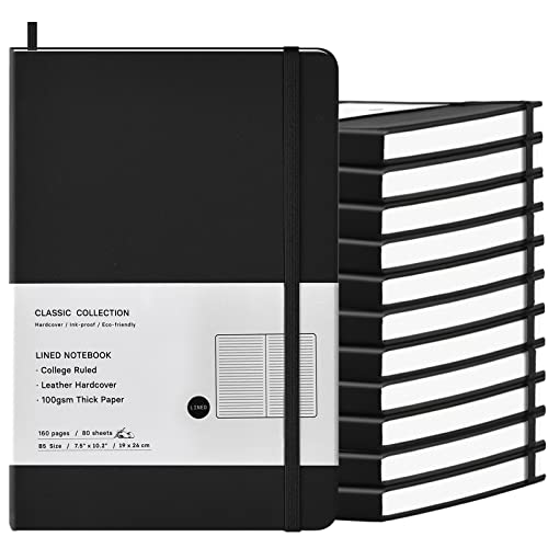 Carnet de notes ligné B5 pour école et entreprise lot de 12 cahiers noirs