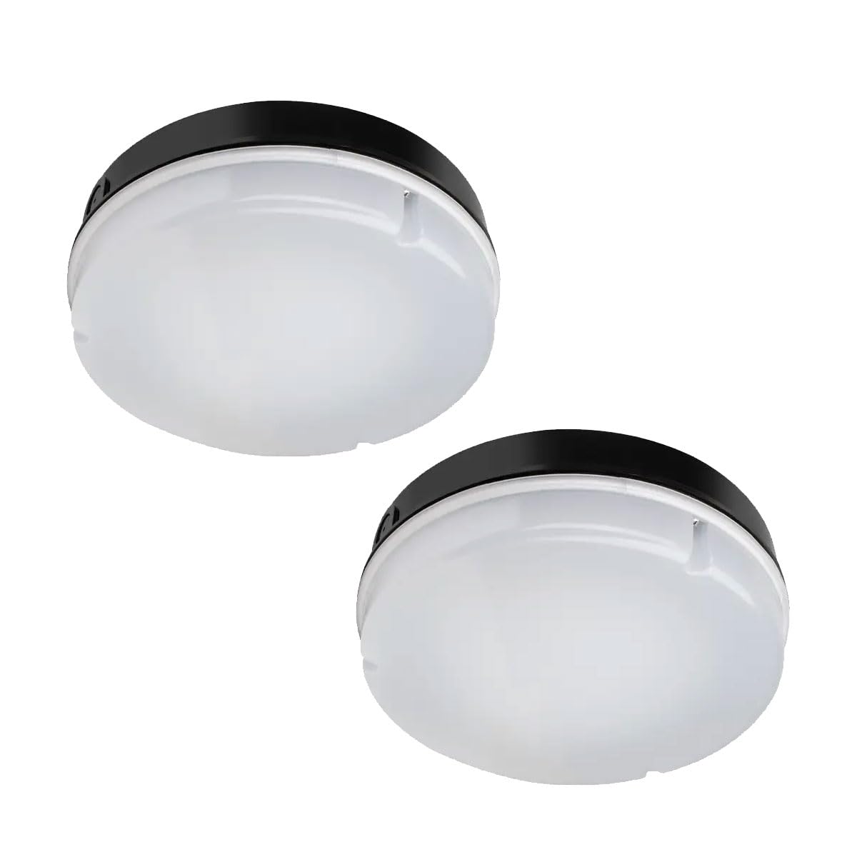 Bright Source 2X Wall & Ceiling Round Utility LED Bulkhead, Black, Switchable Wattage 9W 14W 18W, IP65, 120° Beam Angle, Switchable 3CCT Colour Temperature 3000K 4000K 6000K