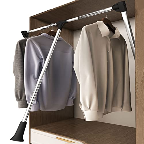 GTHTUHFD Adjustable Pull Down Closet Rod - Heavy Duty Space Saving Solution For Wardrobe Organization 89-121cm/35-47.6in