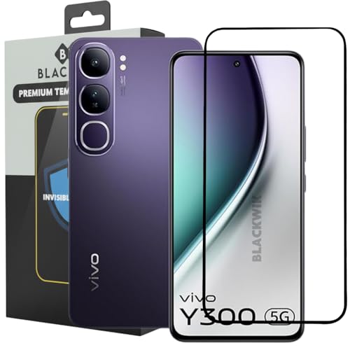 Image of Blackwik Tempered Glass Screen Protector for Vivo Y300 with Edge-To-Edge Protector Coverage | Easy Installation Kit (Black)