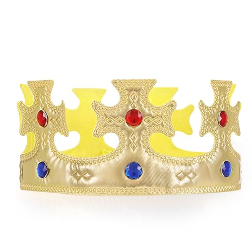 Itharon Copricapo Festivo per Bambini, Accessorio per Feste di Compleanno e Carnevale - Tiara in Giallo con Pietre Lucenti - Adatto per Giochi di Ruolo e Travestimenti Corona King