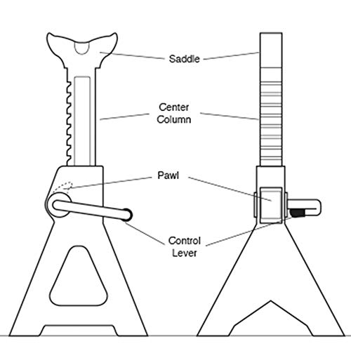 Performance Tool W41022 Ratchet Style Jack Stand Set For Lifting Vehicles During Maintenance, Yellow, 3-Ton #TOP3