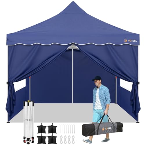 COBIZI Pabellón de Jardín Cenador Plegable 3x3 m Gazebo Impermeable Pop-Up Garden Pavilion con Paredes Laterales, Azul Marino