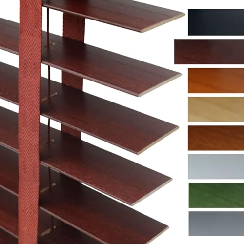 Holzjalousie Innen, Sichtschutz Jalousette Echtholz 5cm Lamellen Verdunkelung Jalousien Für Fenster 80cm 105cm 115cm 120cm 160cm Breite Schwarz(Redwood Color)