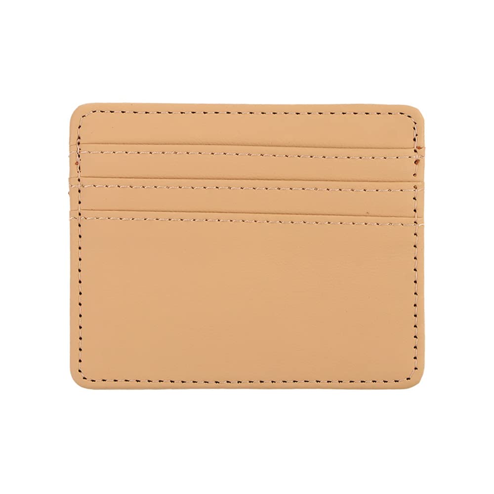 Generic Leather Slim Wallets, Small Card Case Women Coin Purse Card Pocket Multi Slot Card Cases Business Card Cover for Women Men(khaki),
