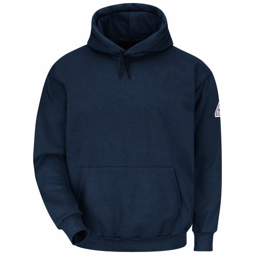 Bulwark Flame Resistant 11 oz Modacrylic Fleece Pullover Hooded Sweatshirt, Navy, Small