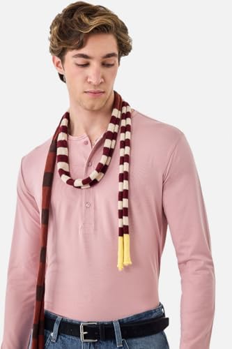 Image of SNITCH Men's T-Shirt | Regular Fit Henley Neck Full Sleeve Solid Pattern | Stretchable Rayon Cotton Spandex Blend Breathable Fabric for Casual & Everyday Wear