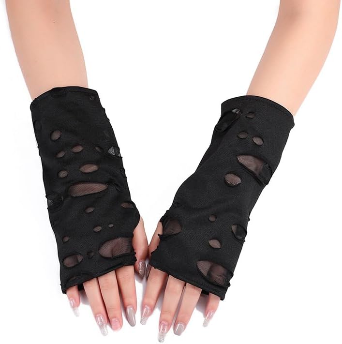 Harajuku gótico Invierno Brazos Calentadores Grunge Japonés Guantes Largos Sin Dedos Oscuro Academia Ropa Unisex con Agujeros