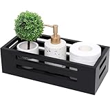 Black Decor Box Bathroom Toilet Tank Basket Topper,Wood Bathroom Baskets,Back of Toilet Storage Basket for Toilet Paper Storage