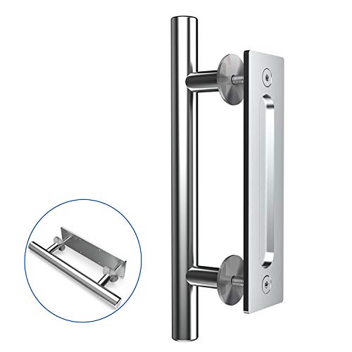Agoland 12 Inch Round-Shape Stainless Sliding Barn Door Pull Handle| Flat Bottom Design|12