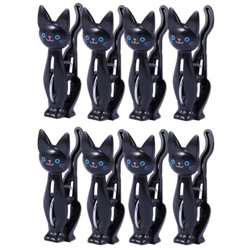 Abaodam 8Pcs Food Bag Sealing Clips Cat Chip Clips Small Clothes Clothespins for Crafts Snack Storage Black Clothespins Clothes Holder