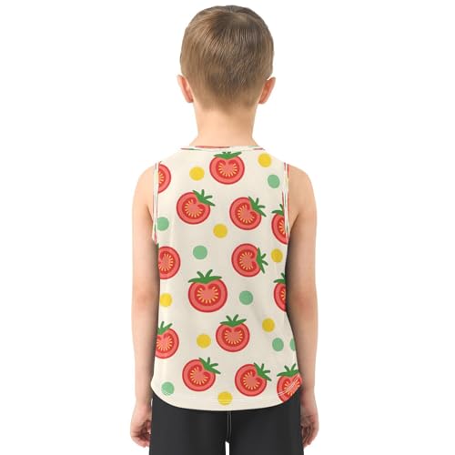 ALAZA Yellow Tomato Polka Dot Boy's Tank Tops Summer Sleeveless Quick Dry Sport Workout Athletic Casual T Shirts 3-15Y3