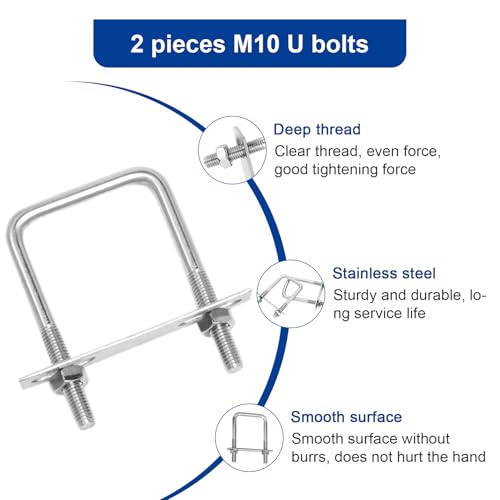 Idota 4 Stück Bügelschraube M10 80x150mm U Bügel mit Gewinde, U Schrauben Bügelschelle Edelstahl für Rohr Befestigung