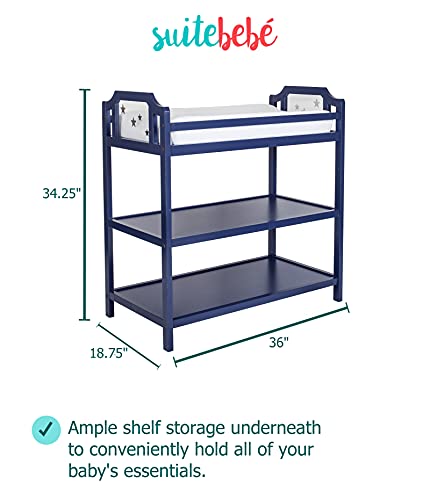 Image of Suite Bebe Celeste Changing Table Safety Rail Included, Navy Blue