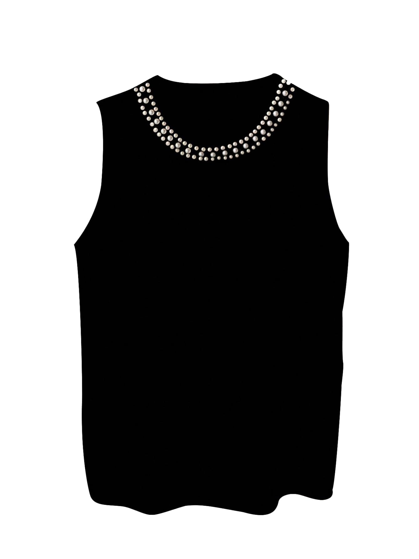 OYOANGLE Womens Plus Size Pearl Beaded Sweater Vest Sleeveless Crewneck Knit Tank Tops