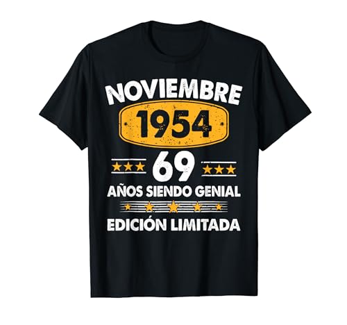 69 Años Cumpleaños Regalo Noviembre 1954 Noviembre 69 Años Camiseta