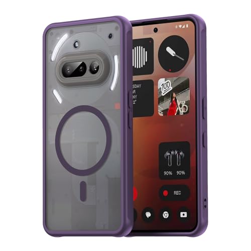 �Ή��@�� Nothing Phone 3A �g�ѓd�b�P�[�X,�������̃}�b�g�d�グ�A�ϏՌ��E�}�O�l�b�g���X�}�z�P�[�X Purple