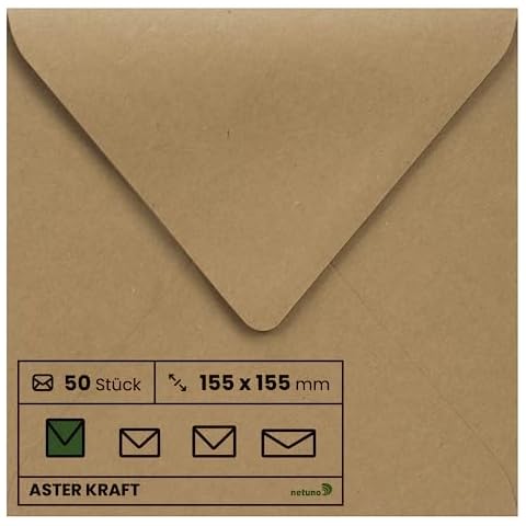 Netuno 50 Vintage Square Kraft Envelopes Cover