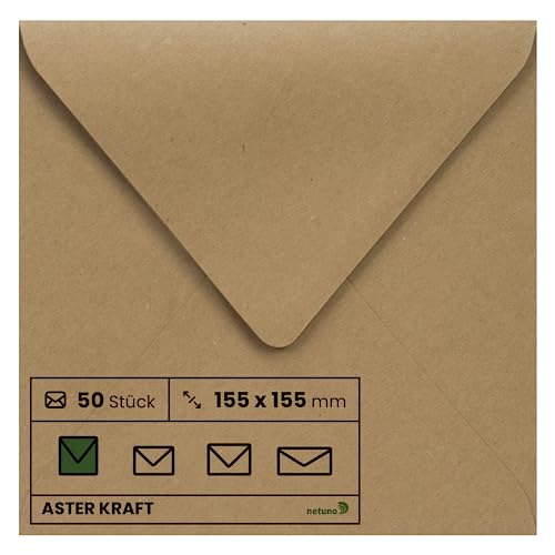 Netuno 50 quadratische Umschläge Kraftpapier 155 x 155 mm 100g...