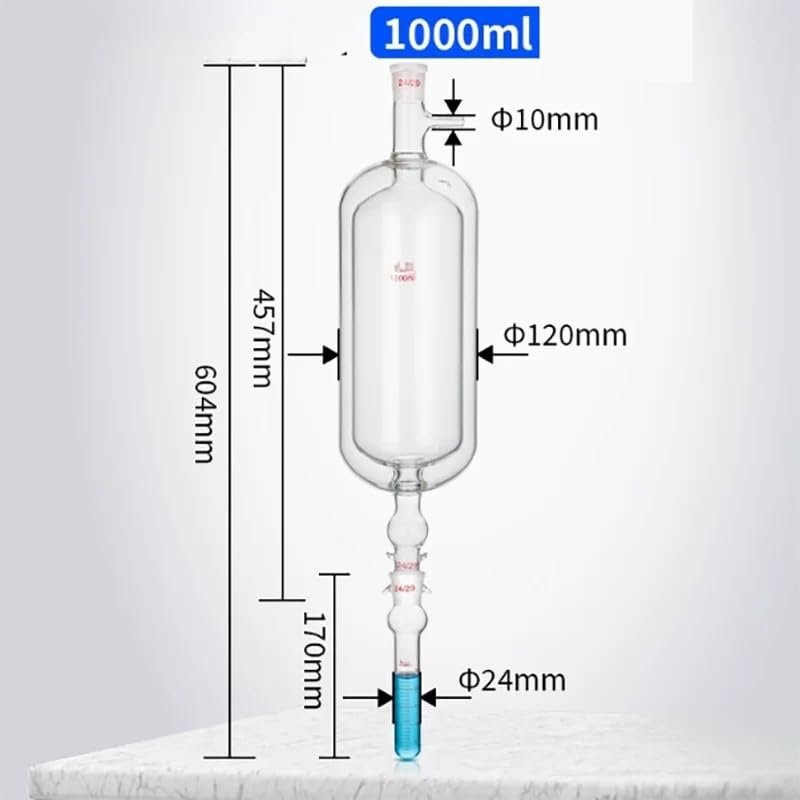 Resistant Double-Layer Jacket Vacuum Evaporator - 250/500/1000ml Glass Evaporator with Scale(1000ml)