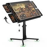 1500 Piece Jigsaw Puzzle Table with Legs, 35.43'x27.87' Metal Puzzle Tables for Adult (Stability Tested & Ergonomic), Adjustable Height & Tilt Angle, Wooden Puzzle Board with 4 Drawers & Cover