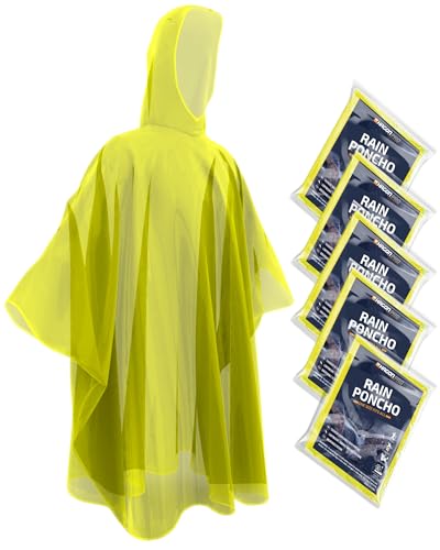 Hagon PRO Disposable Rain Ponchos for Adults (5 Pack)