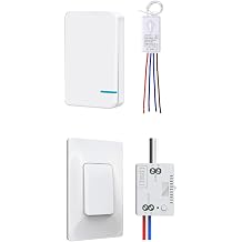 Thinkbee Self-Powered Wireless Light Switch Receiver Bundle Kit, Kinetic No Battery No WiFi Remote Wall Switch, No Rewiring Easy Install, 600ft Open Area & 100ft Indoor RF Range, IP66 Waterproof