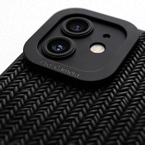 Image of amazon basics Luxury 3D Knitted Texture Soft Silicone Back Cover for iPhone 11 | Slim Fit Shockproof Case with Camera Protection & Non-Slip Grip - Black