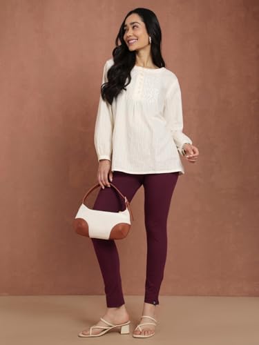 Image of TWIN BIRDS Women Cotton Blend Kurti Pants | Sleek Ethnic Daily Trousers