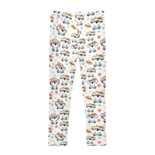 Cute Koala Wearing A Hat Girls Leggings Kids Yoga Pants Athletic Tights Pants 4-10 Years2