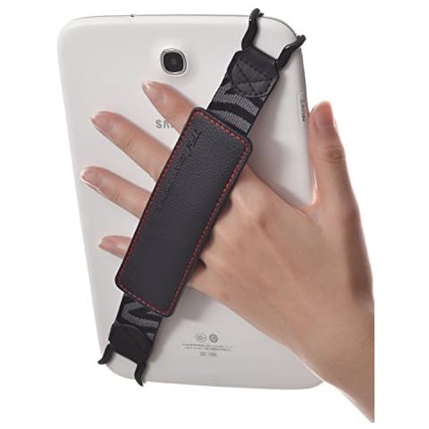 TFY Security Hand Strap PU Holder for 7-10 Inch Tablets – iPad Pro 9.7”, Pro 11" / iPad Mini 6 / iPad Air 5 / Samsung Galaxy Tab S8 / Tab A/Fire 7” / Fire HD 8 / Fire HD 10 and More Cover