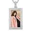0371 Silver rectangle pendant with cuban chain