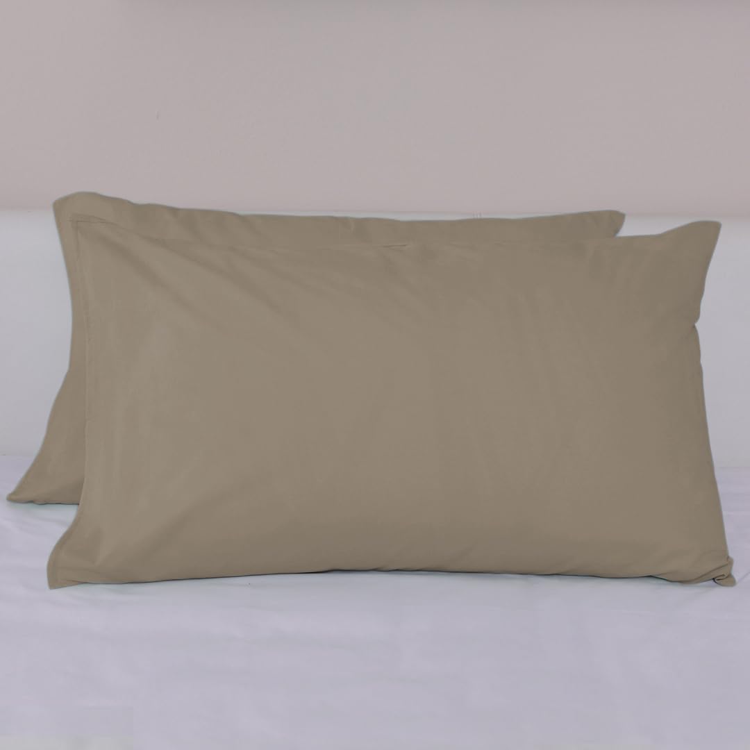 LARA MORADA - Set Completo Lenzuola Matrimoniali, 100% Cotone, Made in Italy, Tinta Unita, per Letto Matrimoniale 2 Posti, Fango