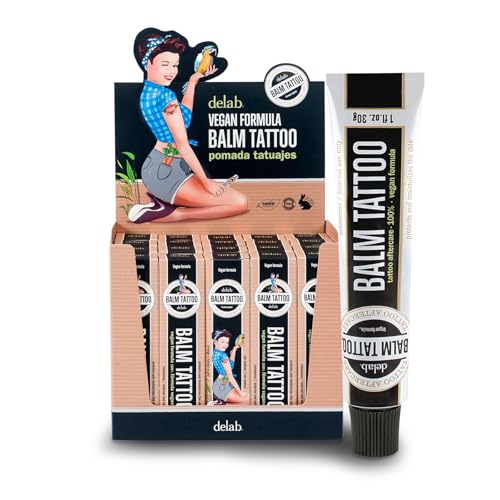 BALM TATTOO Crema vegana para tatuajes, bálsamo, crema vegana, cuidado post-tatuaje, protege e hidrata la piel, sin parabenos, perfumes o siliconas, 100% libre de crueldad, 20 x 30 g
