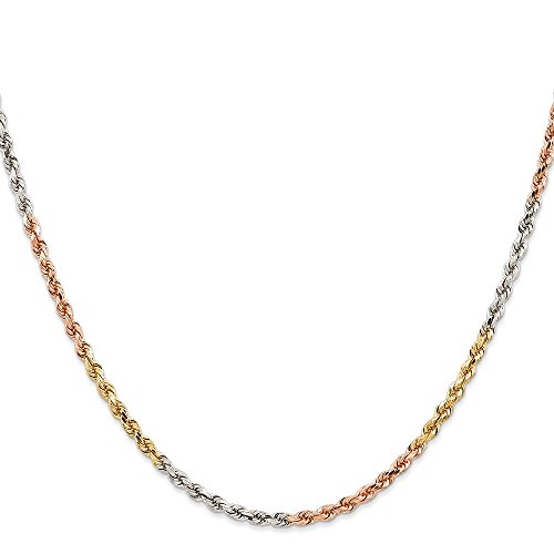 Shirin Diamond Center 14k Tri-Color 2.9mm D/C Rope Chain 7 Inches
