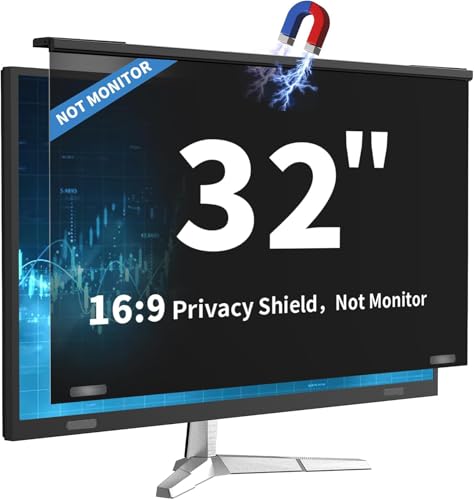 DEJIMAX Magnetic 32 Inch Computer Privacy Screen for 16:9 Widescreen Monitor, Removable Hanging Anti-Blue Light Computer Screen Privacy Panel, Anti-UV Magnetic Attachment Monitor Privacy Screen