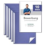 STRATAG Klemmschienen-Bewerbungsset Start Basic (Blau, 10 Stück) mit transparentem Deckel aus PP Kunststoff sowie Binderücken aus robustem 290 g/m² Karton Lederstruktur (10 Bewerbungsmappen Blau)