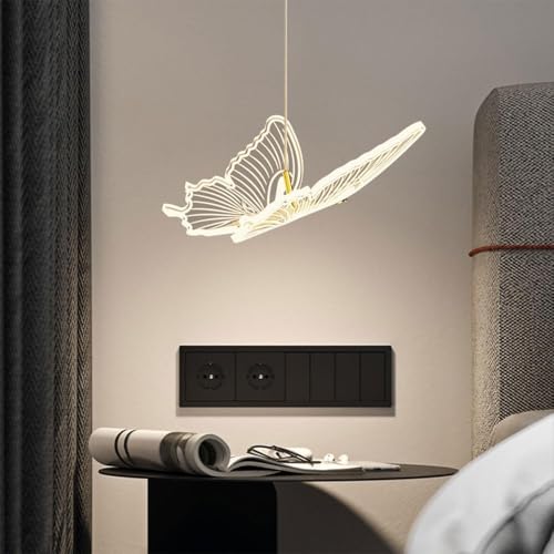 Lustre LED papillon en acrylique cristal et finitions dorées luxueuses - 4