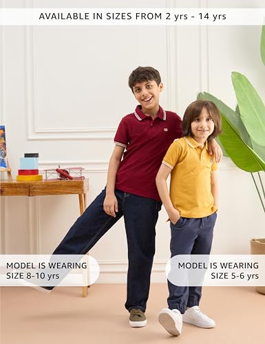 Image of Amazon Brand - Symbol Boys Cotton Rich Solid Polo Tshirt | Collar Tshirts | Half Sleeves | Plain-Regular Fit